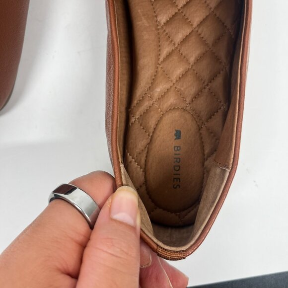 Birdies The Starling Whiskey Leather Medium Brown Comfort Sole Flat Loafers Sz 9 - Picture 6 of 7